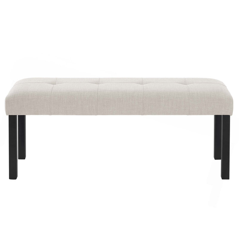Modern Tufted Linen Dining Bench With Rubber Wood Legs,Versatile For Kitchen,Bedroom,Hallway, Beige