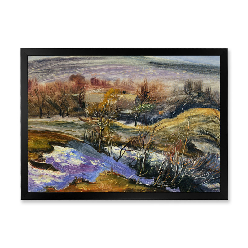 «Oil Pains Of Fall Mountain Landscape», reproduction d'art sur toile, Cadre noir, H 12 po x l 20 po x P 1 po