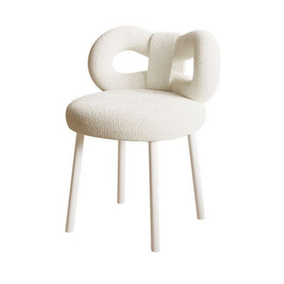 Vanity Stool with Bowknot Backrest Living Room Bedroom Makeup Chair Adjustable Foot Pads Armless Dressing Chair Side Table Seat by Ivy Bronx