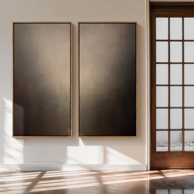 Grand ensemble d'art mural sur toile encadrée - Impressions abstraites minimalistes à dégradé neutre - 60 po x 20 po x 2 pièces