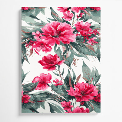 "Watercolor Floral", art mural sur toile 27 gris