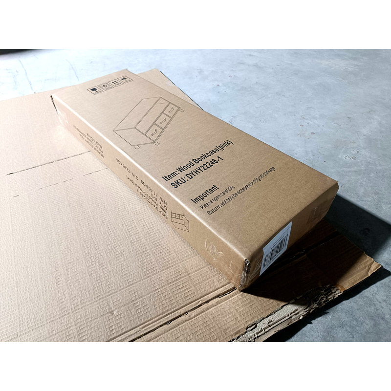 Bibliothèque avec tiroirs pliables en tissu, Blanc / Rose