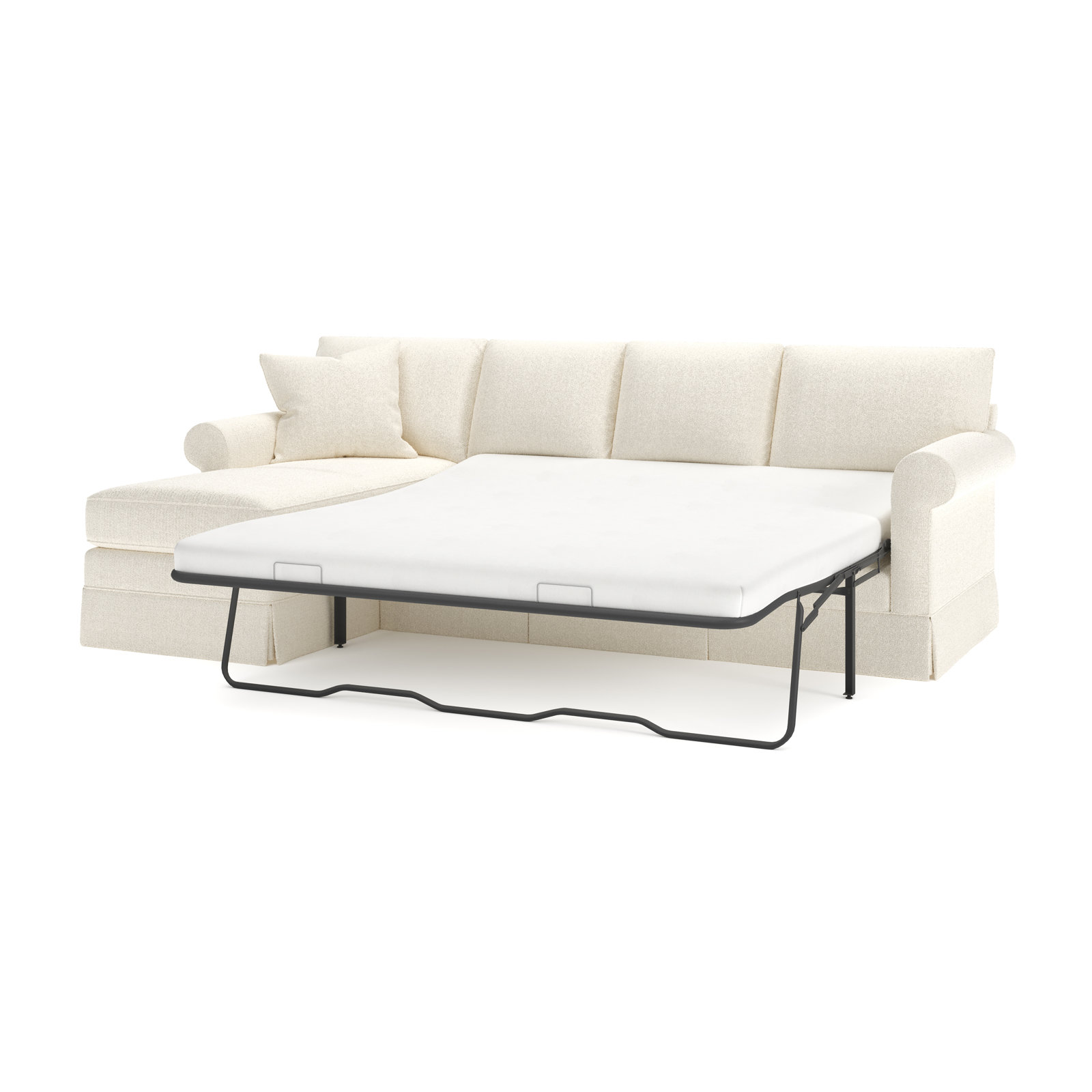 Friedman 2 - Piece Upholstered Sleeper Sectional, Left Hand Facing, Davis Pearl Performance Bouclé