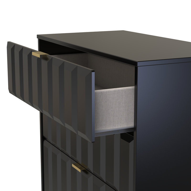 Besian 77cm W 3 - Drawer Chest of Drawers, Deep Black/Black Matt