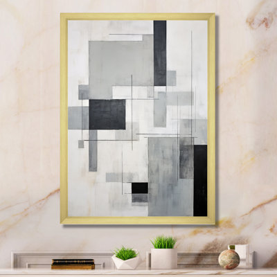 Jackielyn " Gray Suprematism Geometric Serenity I "