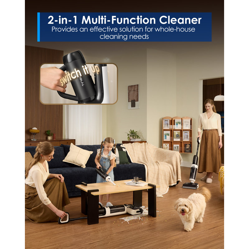 Aspirateur eau et poussière Tineco Floor One Switch S6 Stretch Breeze, nettoyeur de sols et serpillère 2 en 1 sans fil pour toutes surfaces, aspiration de 20 kPa, conception anti-enchevêtrement, séchage instantané et autonettoyage, pliable à plat à 180°.