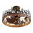 21.65" Farmhouse Rustic Flush Mount Ceiling Fan with Light, Forest Animal Cutout Cage, 6-Speed Reversible Fan & Timed Remote