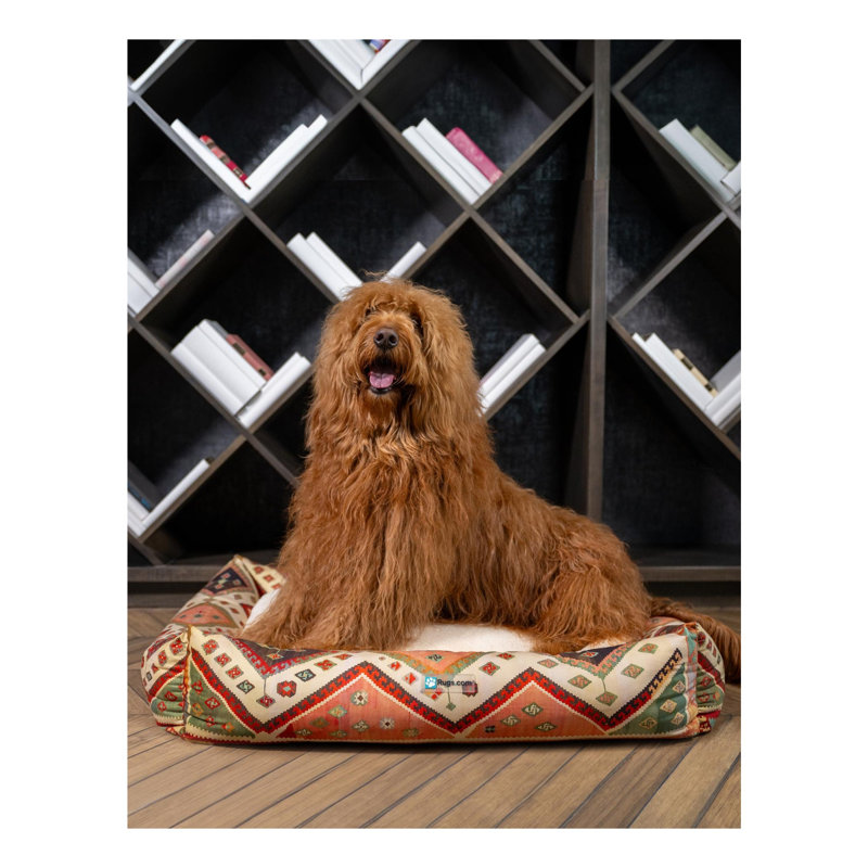Tapis pour lit de qualité supérieure Rugs.com, H 7,5 po x l 24 po x P 28 po, Orange / rouge / brun / crème / ivoire / vert gé
