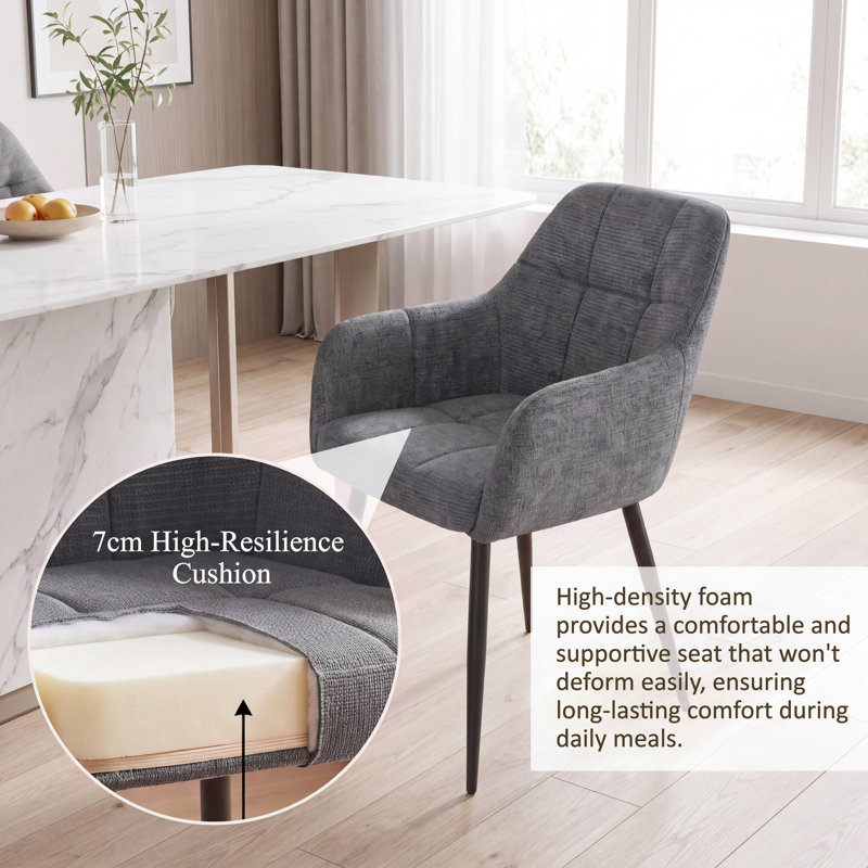 Chenille Fabric Dining Chair, Dark Grey