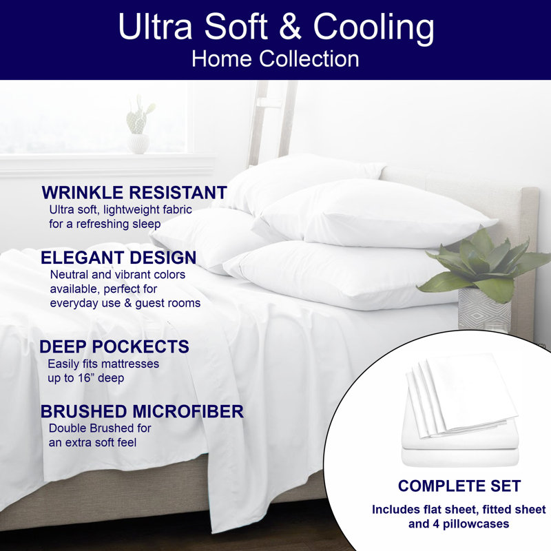 California King Sky Blue Microfiber Bed Sheet Set
