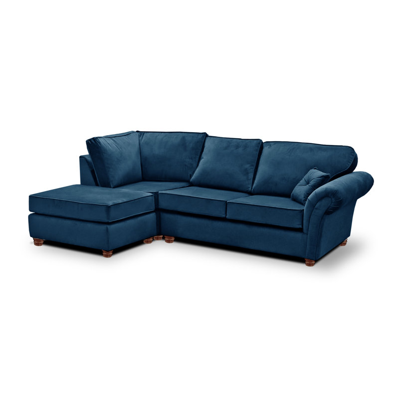 Lila 4 Seater Velvet Corner Sofa , Navy Blue, Left Hand Facing