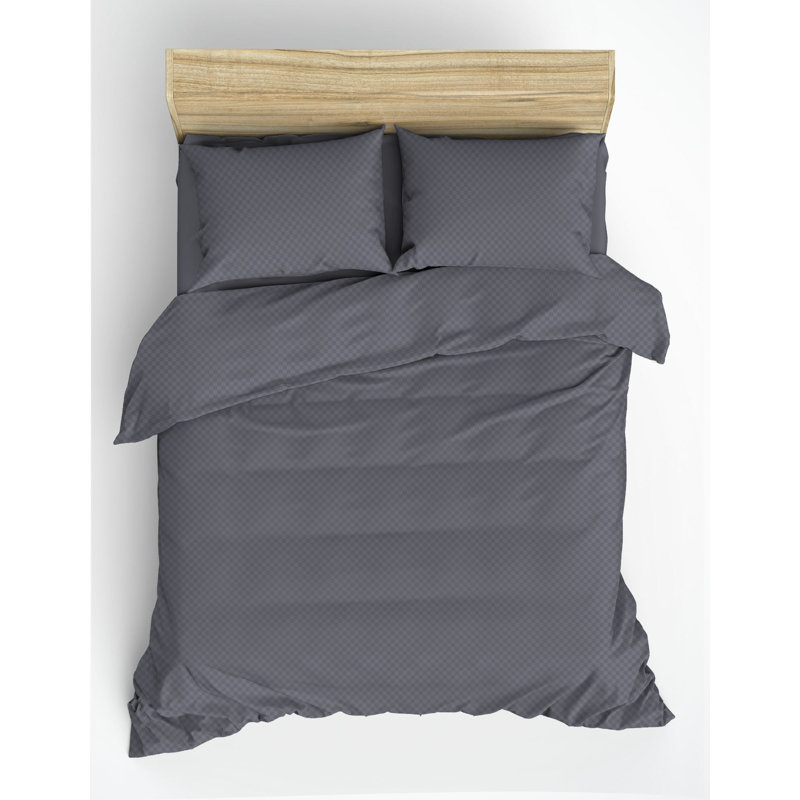Luxurious King Quilt Cover Set, 100% Cotton Ranforce, 94.5 x 86.6 inches | Includes 2 Pillowcases (23.6 x 23.6 inches) | Reactive Printing, Machine Washable, Button Closure | Elegant Grey Color, Soft & Durable