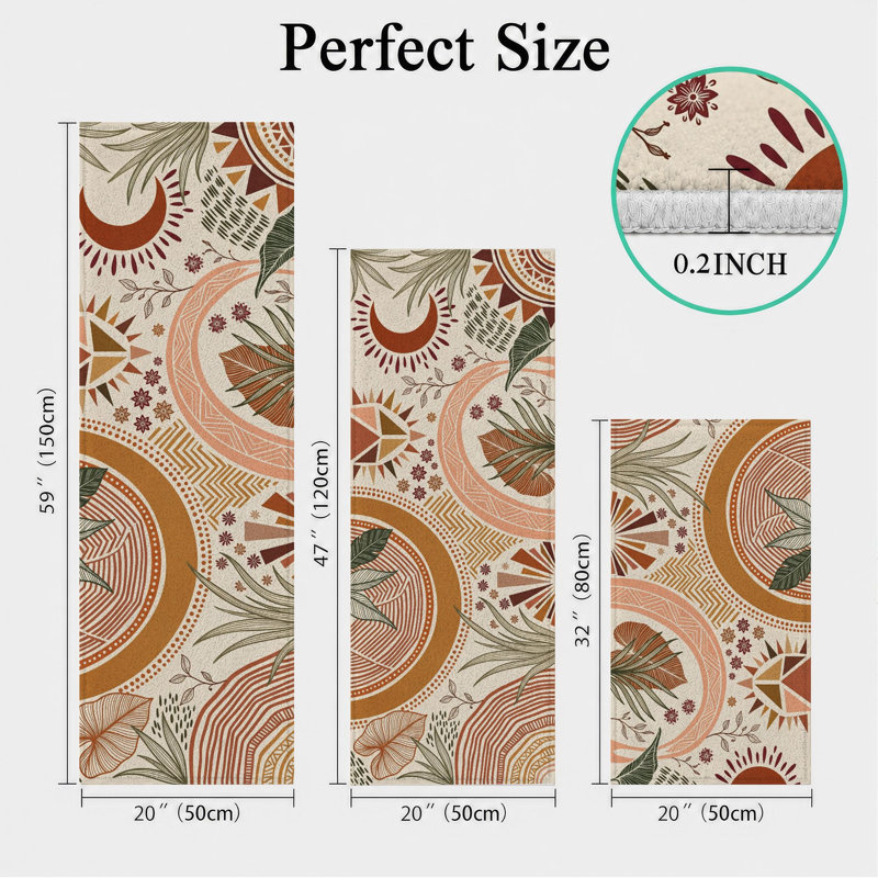Boho Swirls Non-Slip Washable Kitchen Mats