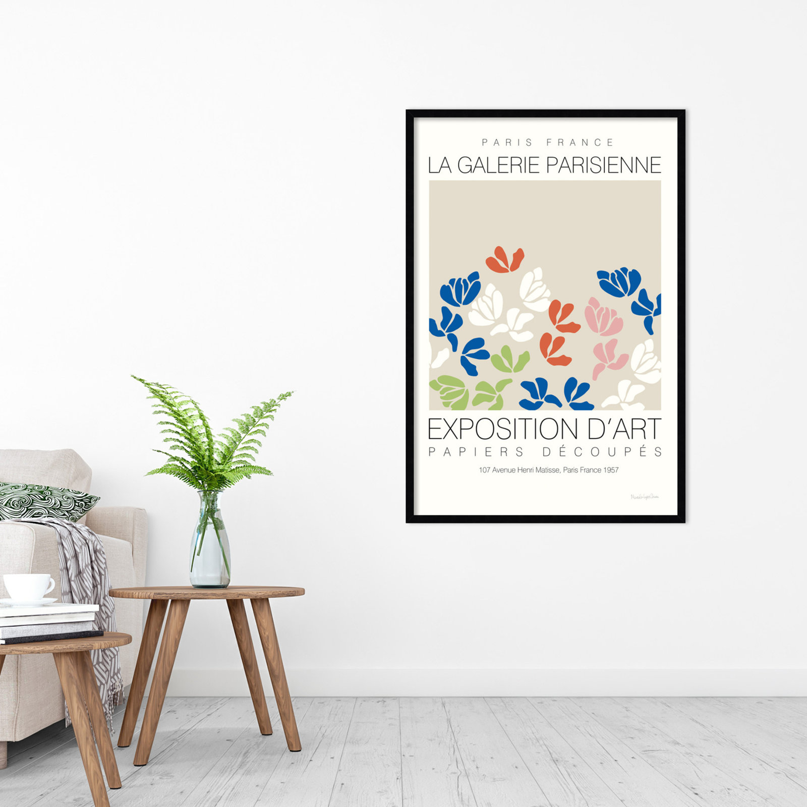 Fleurs de Matisse III Print, 28" W x 41" H, Black