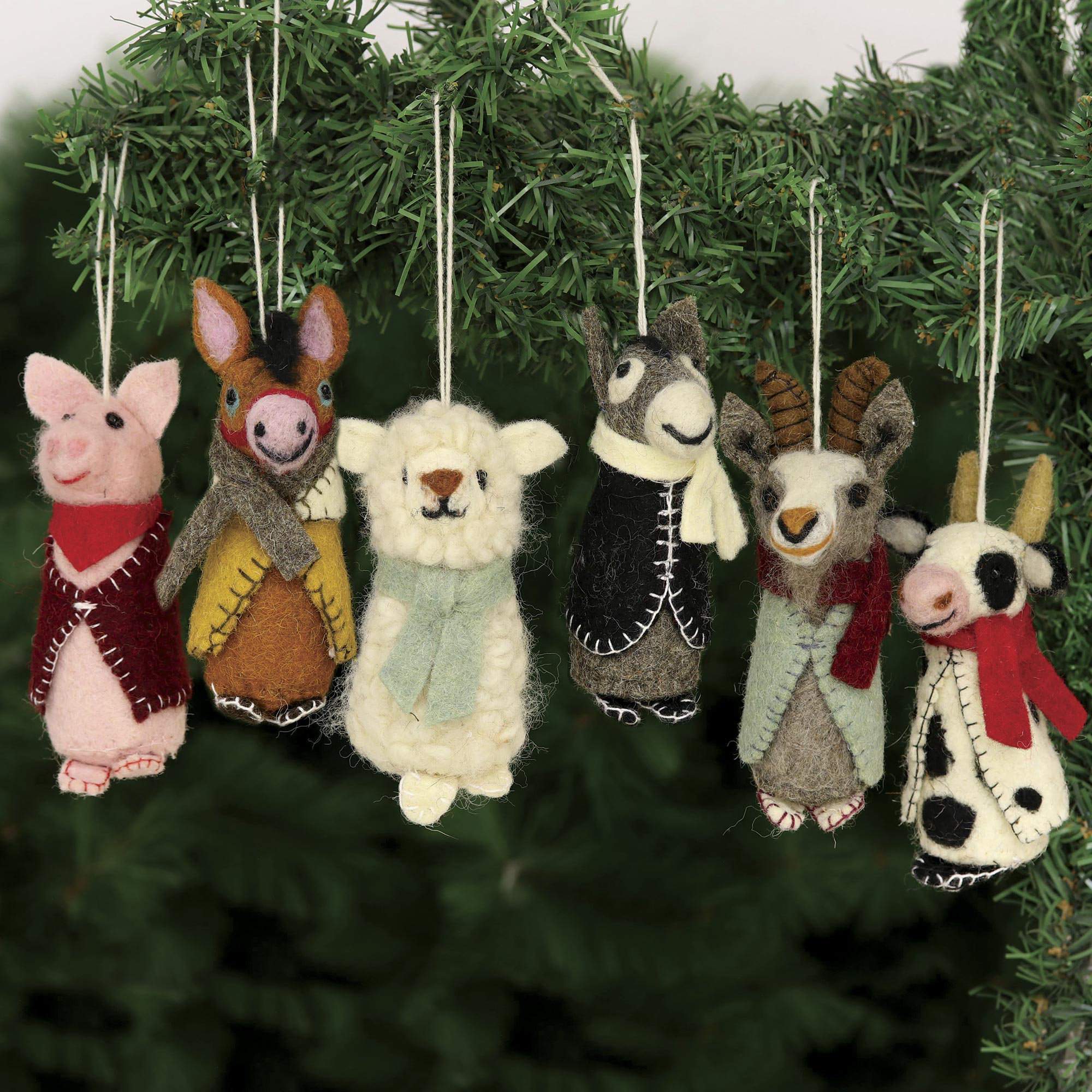 The Holiday Aisle® Barnyard Bunch Wool Holiday Ornaments (Set Of 6) & Reviews | Wayfair