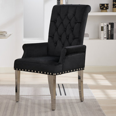 Fauteuil de salle à manger capitonné avec pieds chromés