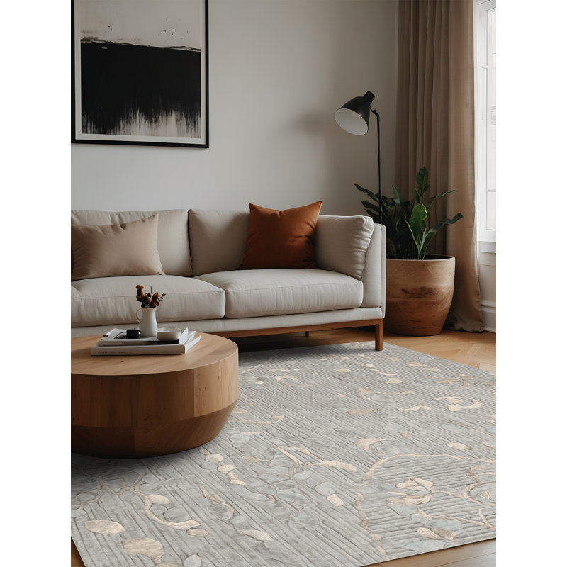 Machine Washable Gray Area Rug, Square 4'