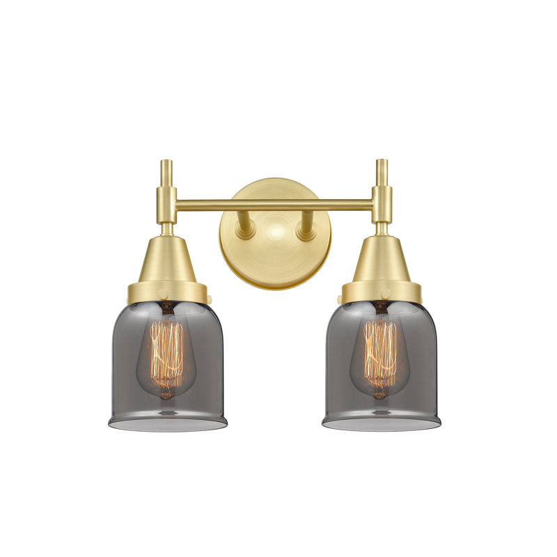 Éclairage pour meuble-lavabo à 2 lumières à intensité variable Gayle, Plaqué couleur fumée, Ampoule DEL rétro 4 watts