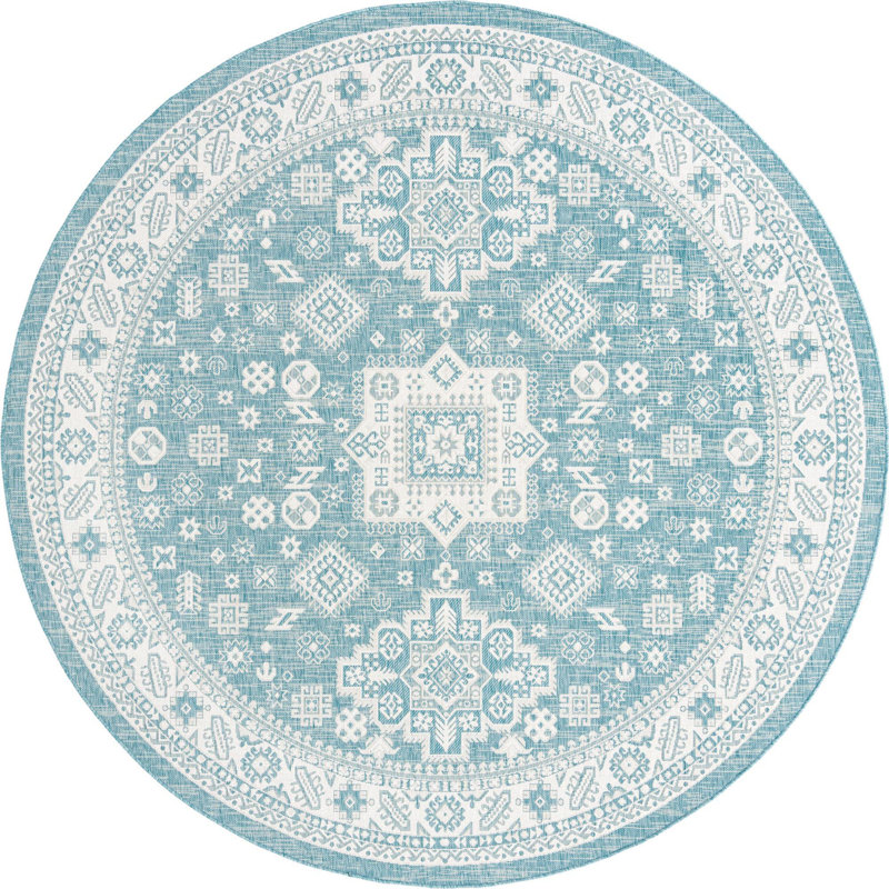 Outdoor Chand Area Rug Blue Color, Round 10'
