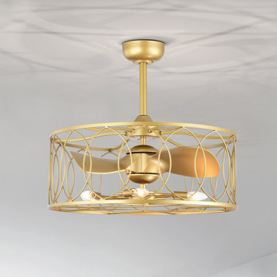 Ventilateur de plafond cage à 3 pales avec télécommande et ensemble d'éclairage inclus Faithia 19 po Zahair