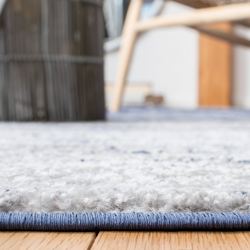 Ayoki Navy/Gray Area Rug, Runner 2'6" x 14'