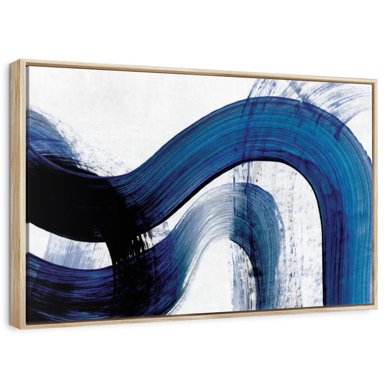 Blue Clota Curves, Cadre flottant en bois naturel, 19 po x 13 po