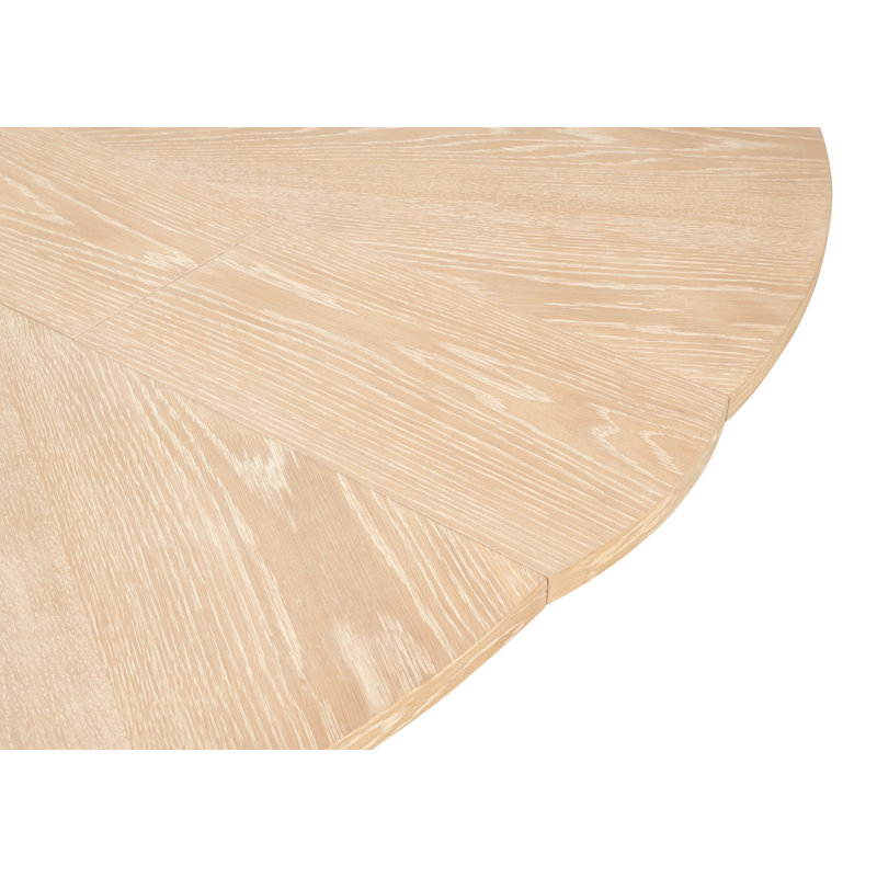 Tower Round Solid Oak Dining Table, Bleached Oak/Hammered