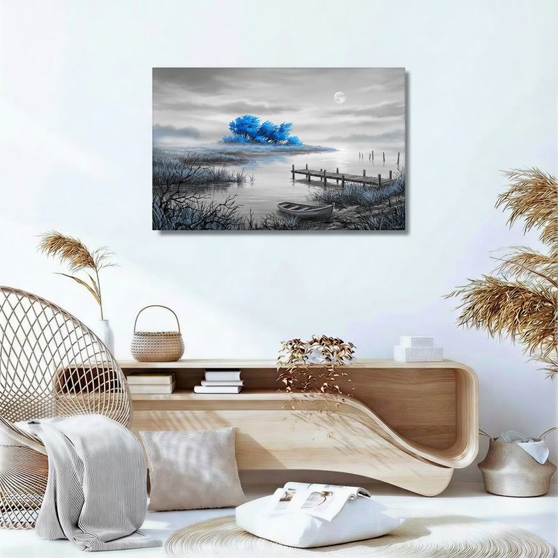 Art mural sur toile Moonlit Lake, H 24 po x l 36 po