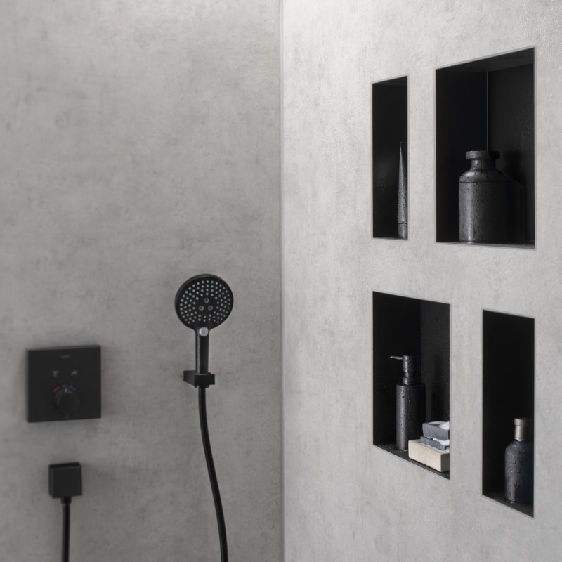XtraStoris Minimalistic Wall Niche Frameless 12"x 6"x 4", Matte Black