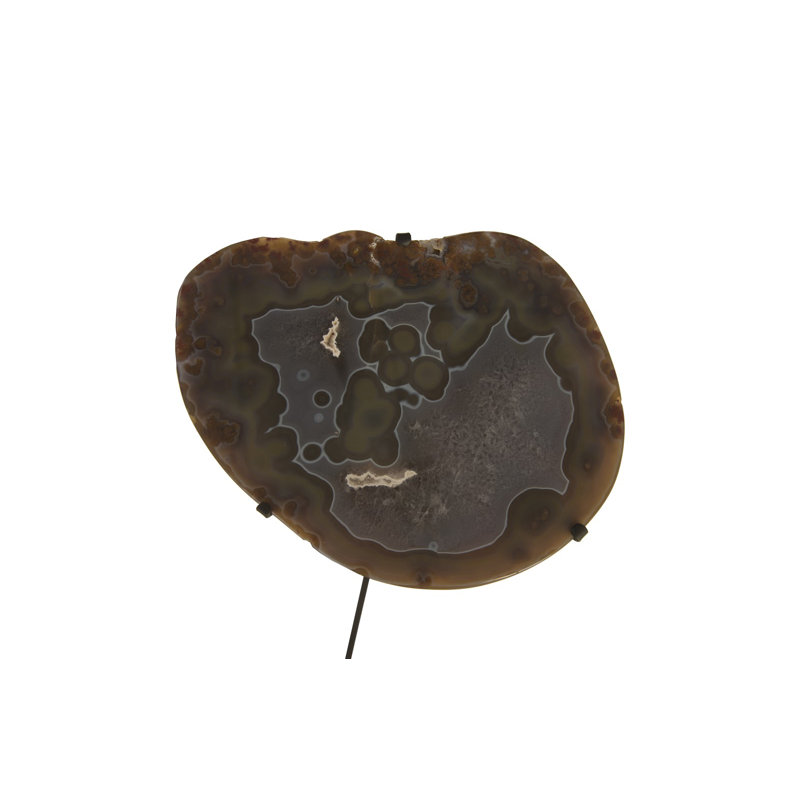 Transitional Agate & Iron Round End Table in Black/Brown