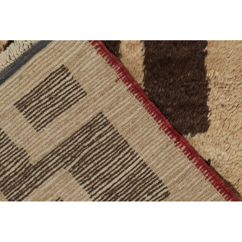 Wool Geometric Area Rug in Brown/Beige