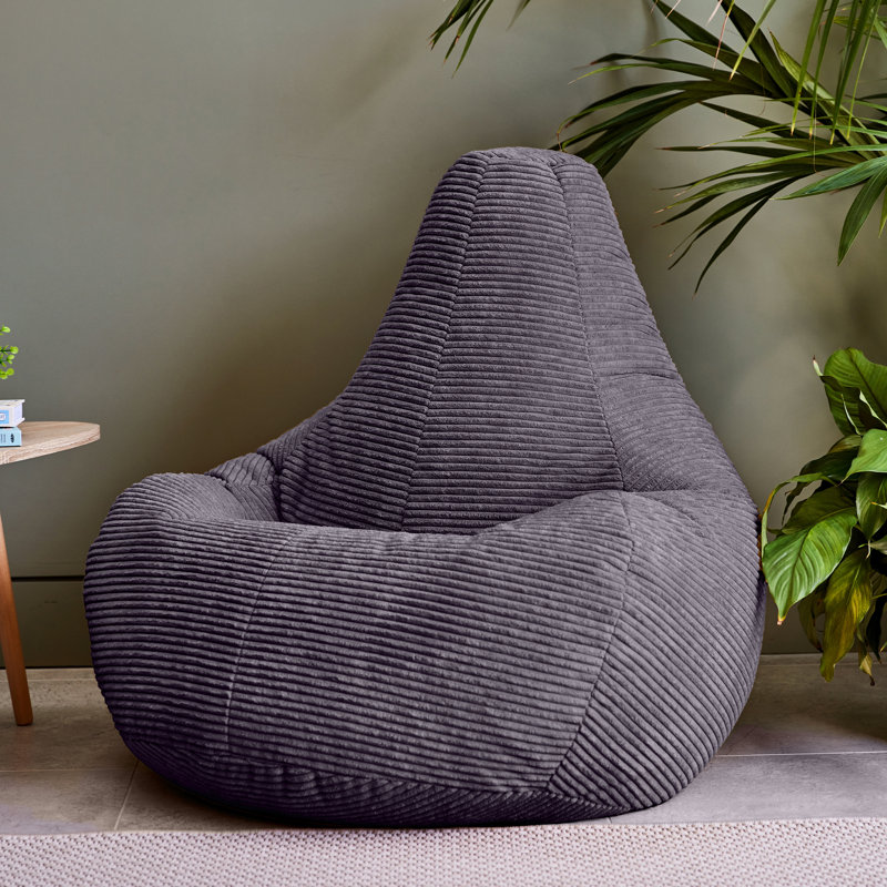 Bean Bag Bazaar Dalton Corduroy Recliner Bean Bag, Charcoal Grey