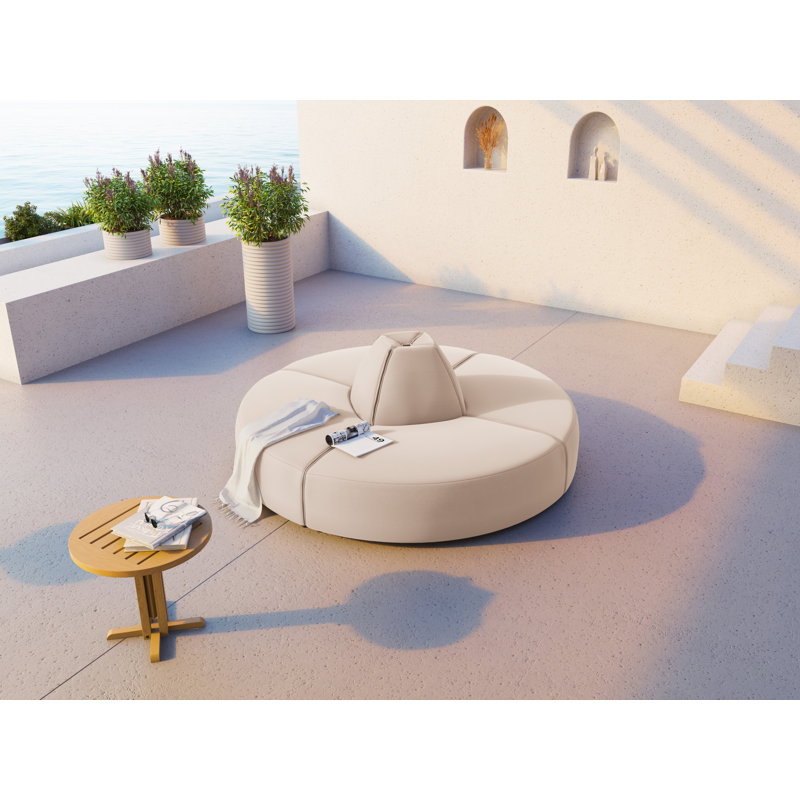 210 cm W Patio Sofa with Cushions, Beige