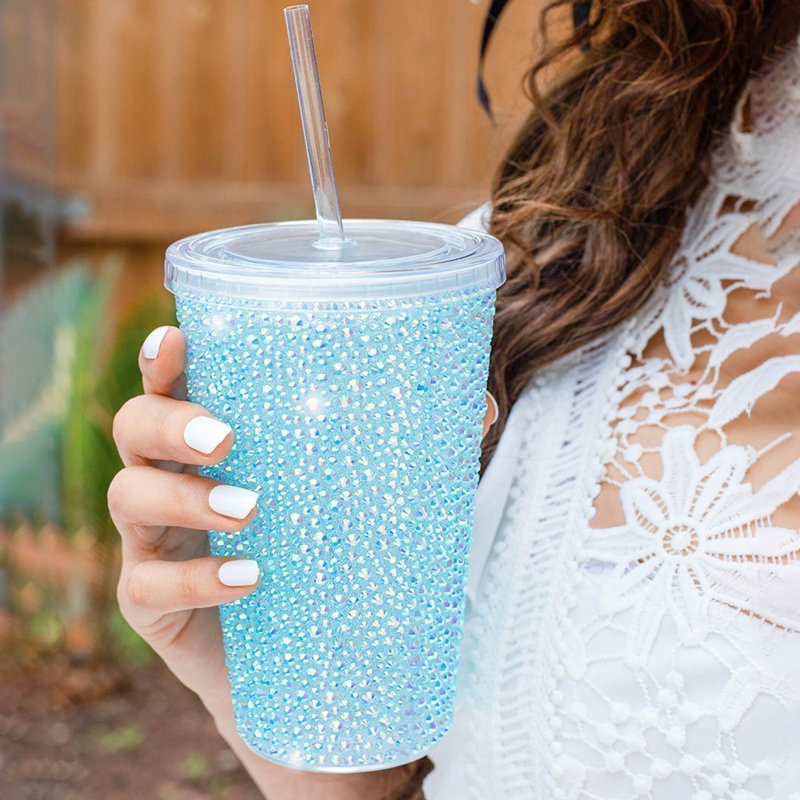 Verre large Strass, Bleu clair iridescent
