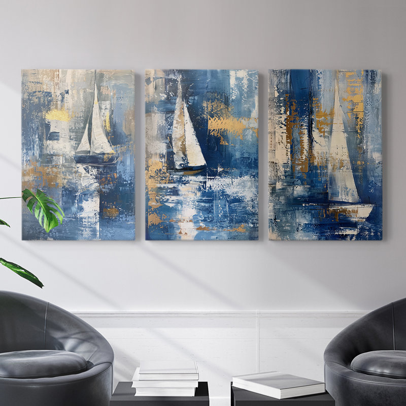 Sea and Shore Series XXI - Ensemble de toiles tendues avec châssis Premium - Prêt à être accroché