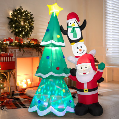 Décoration de Noël arbre de Noël avec père Noël, bonhomme de neige et pingouin