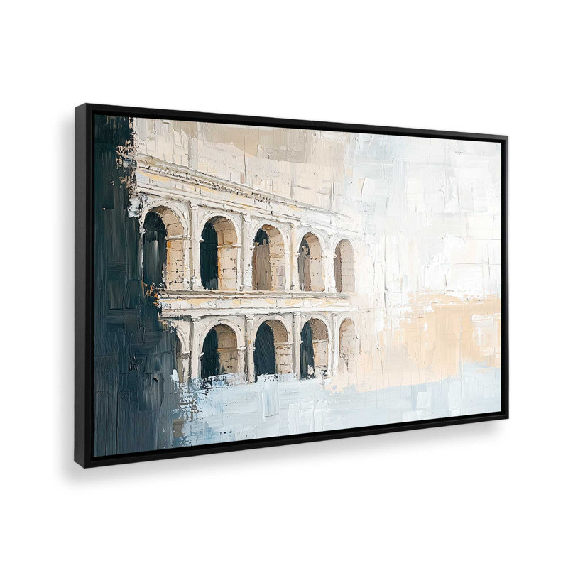 Roman Colosseum Light, H 12,75 po x l 18,75 po, Impression encadrée sans passe-partout, Noir satiné