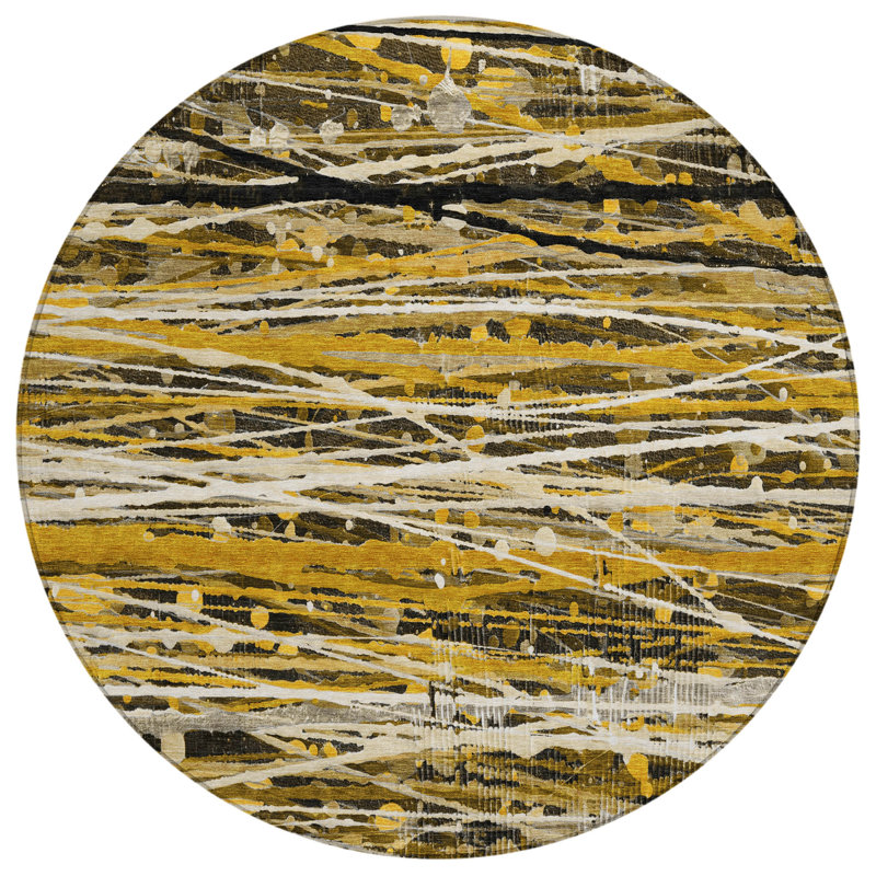 Tapis à rayures intérieur / extérieur lavable à la machine Colman ACN2126, Rond 8 pi