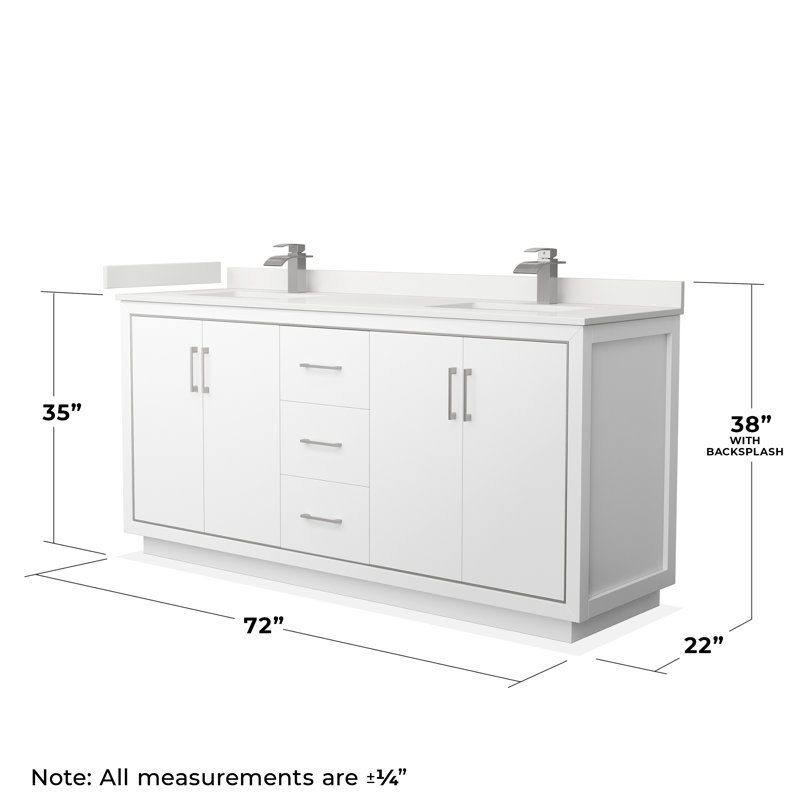72'' W Double Vanity, Brushed Nickel, White, WDX13358