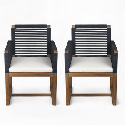 Outdoor Acacia Wood Patio Armchair with Rope Design