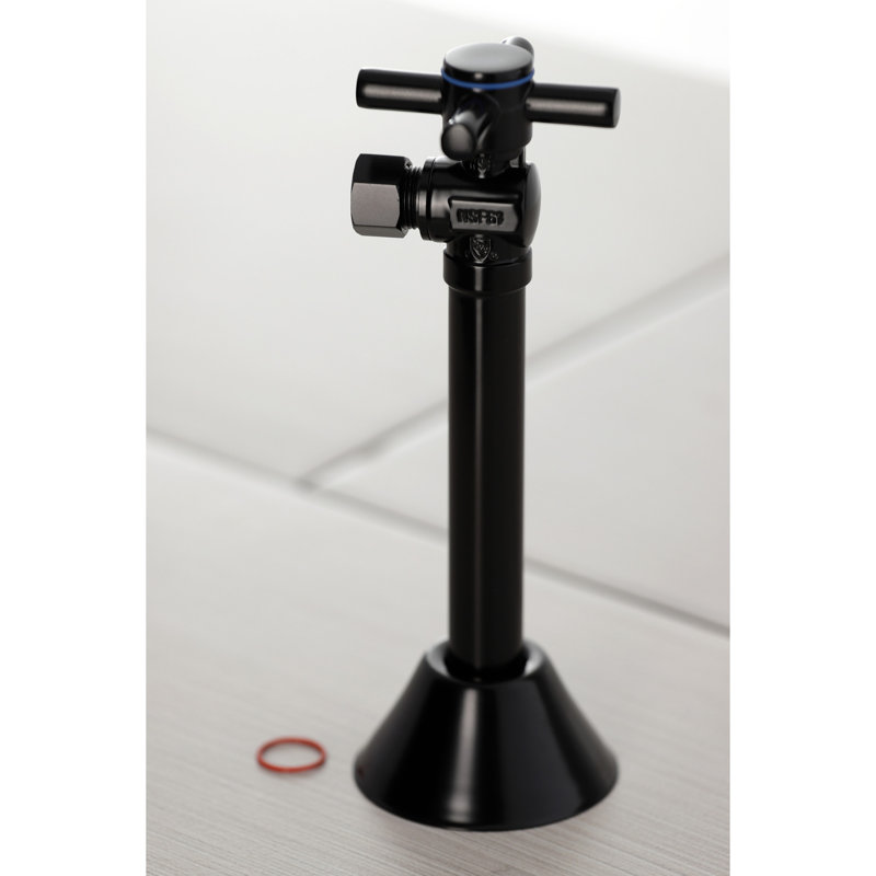 Sweat Kingston Brass Concord 1/2 po x O 3/8 po Robinet d'arrêt à inclinaison Comp avec extension de 5 po Comp, Noir mat
