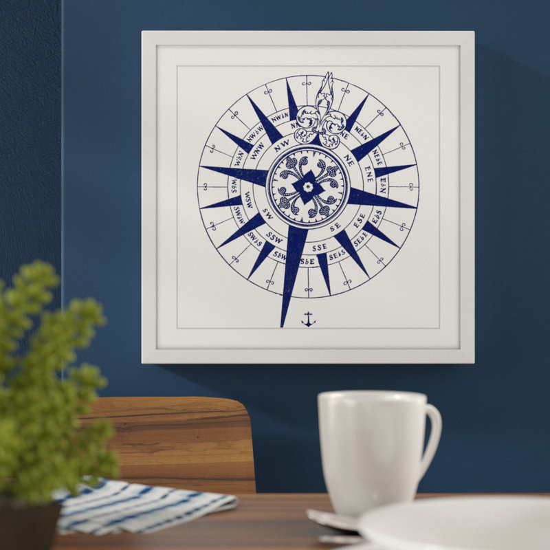 Blue Compass - Print on Canvas, 51cm H x 51cm W x 3.81cm D
