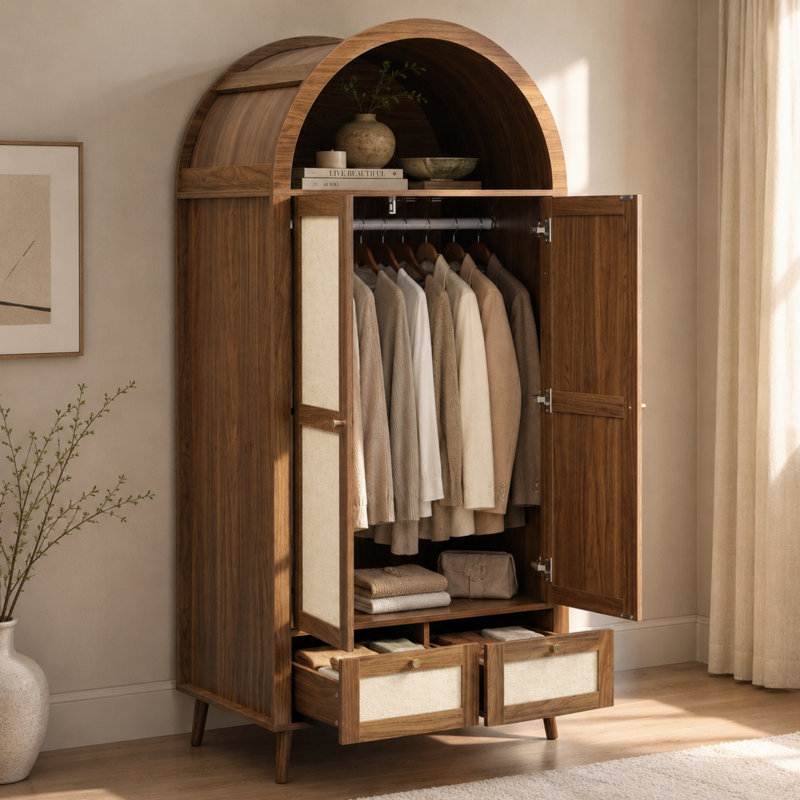 2 Door MDF Wardrobe, Walnut