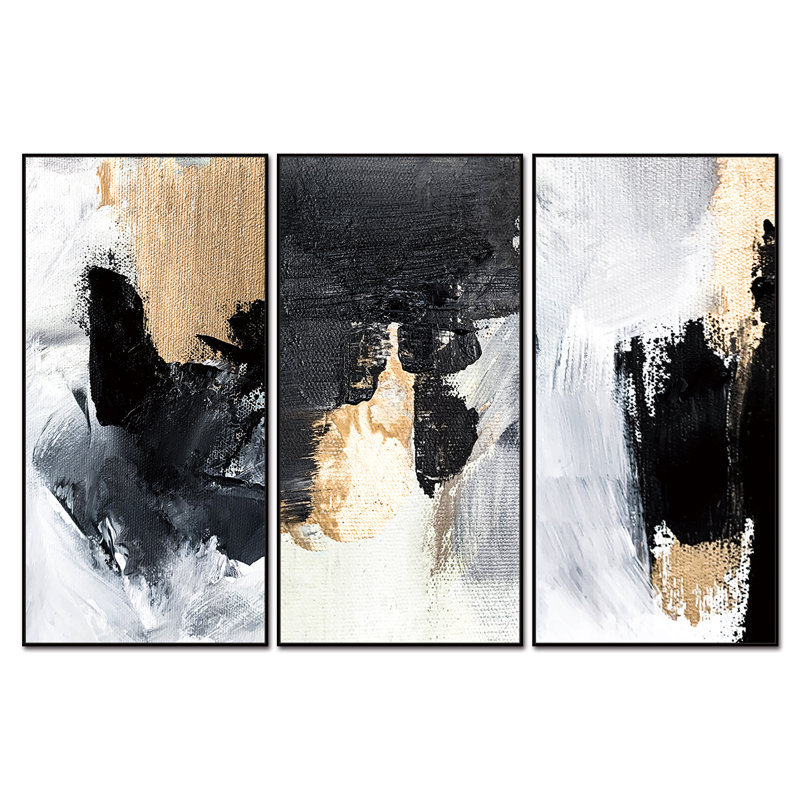 Inez - Ensemble de 3 peintures sur toiles encadrées
