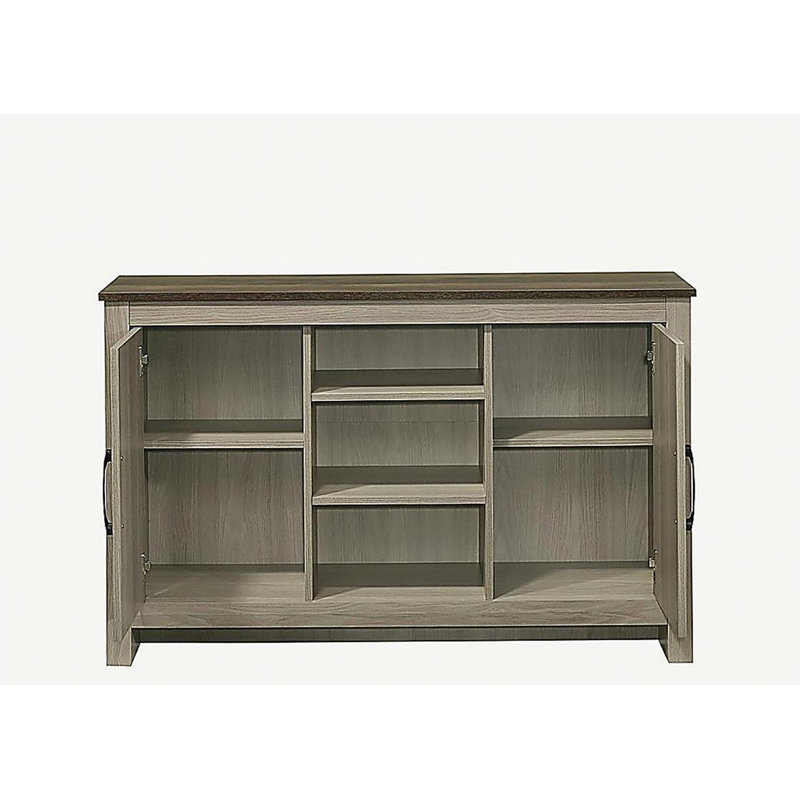 Nilda 47"W Gray Oak Console Table, Buffet Table, Sideboard with Shelves and Cabinet Doors
