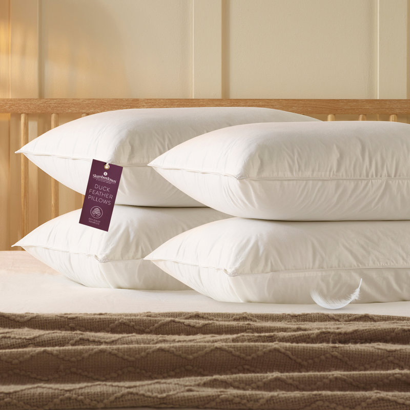 Slumberdown Duck Feather Pillow – Natural Fill, 100% Cotton Cover – Soft Yet Supportive Bed Pillow for Side & Back Sleepers – Hotel-Quality Comfort