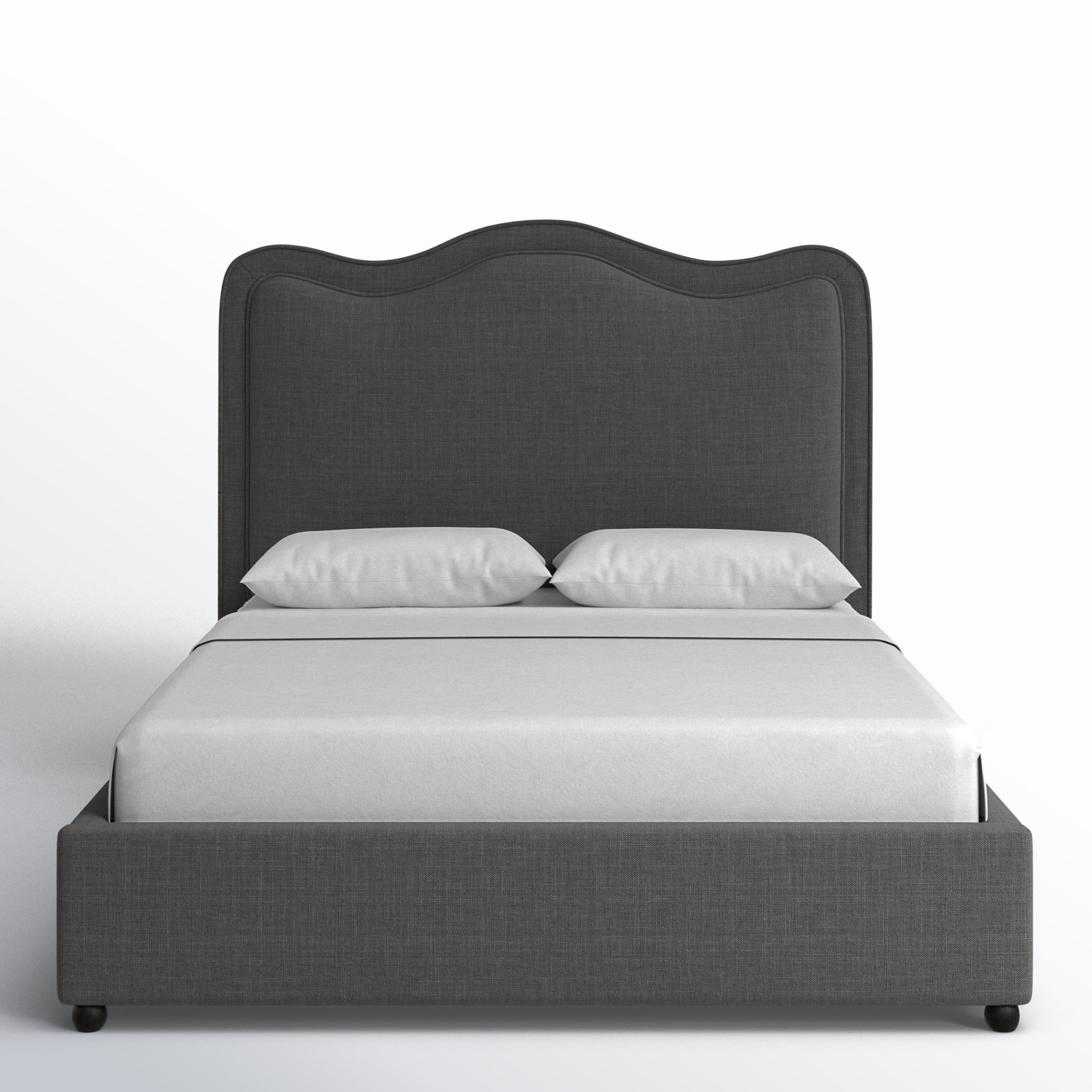 Upholstered Scalloped Bed, Gray Velvet, Queen