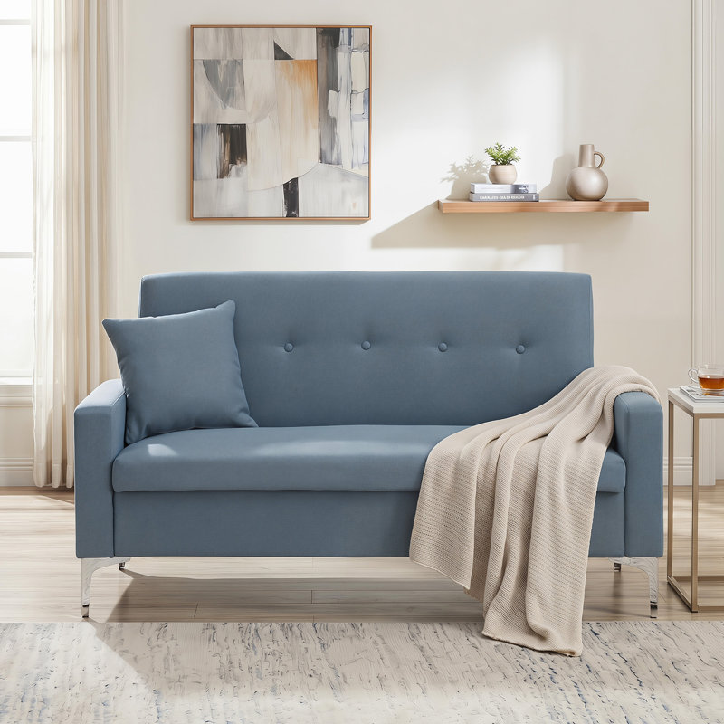 Canapé double de 57 pouces avec rangement, canapé pratique pour le salon, bureau à domicile, gris