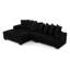 Canapé-lit modulaire en L rembourré convertible en L avec coussins d'assise et de dossier confortables, structure en bois massif noir, coussins de lit modulaires noirs design, 3 positions d'assise solides-390064173