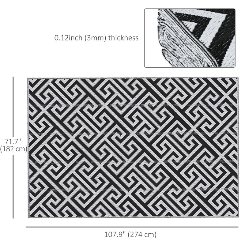 Tapis intérieur / extérieur rectangulaire Kolee, Rectangle 6 pi x 9 pi